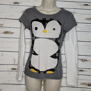 MUDD Long Sleeved Shirt Cute Penguin Large-14